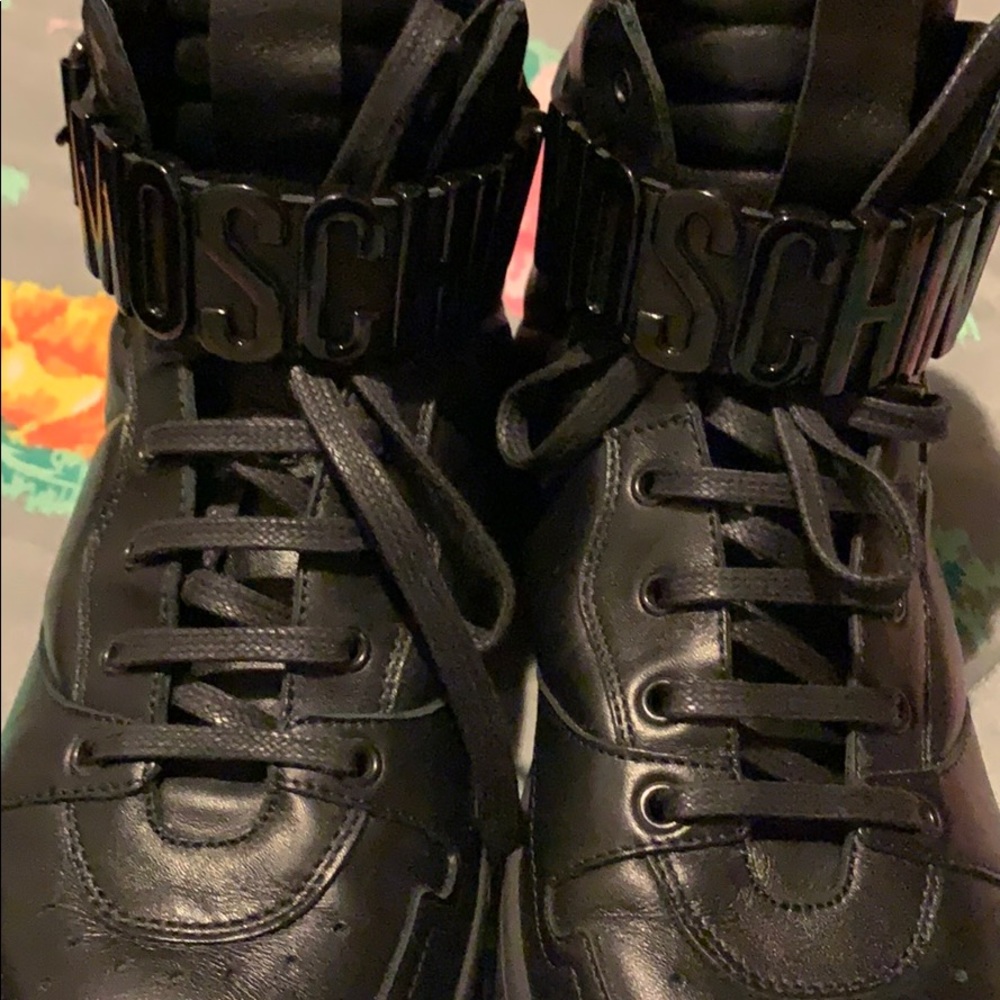 Original Men Moschino black high tops size 12